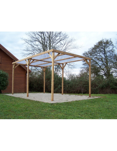 HABRITA - Pergola Thonon bois THT toit PVC - 3 X 5 m