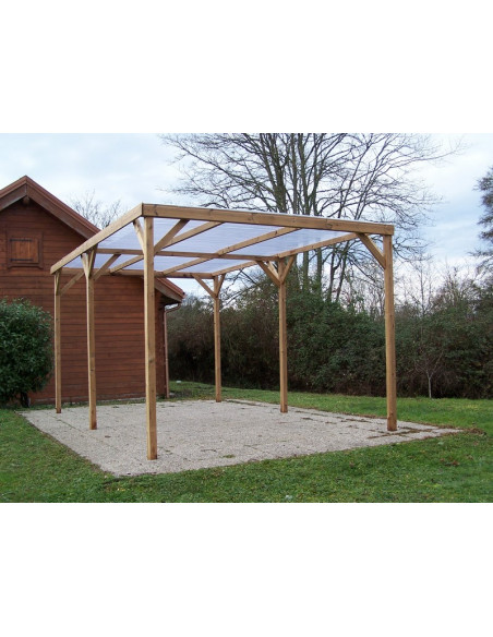 HABRITA - Pergola Thonon bois THT toit PVC - 3 X 5 m