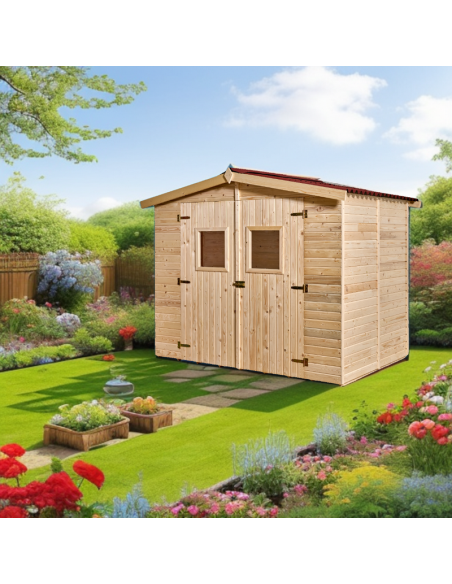 HABRITA - Abri de jardin bois naturel avec plancher - 5.04 m²