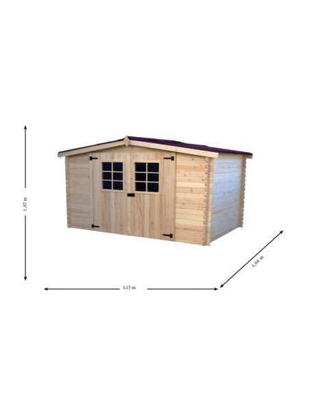 HABRITA - Abri 2 pentes en bois massif non traité - 7.84 m²