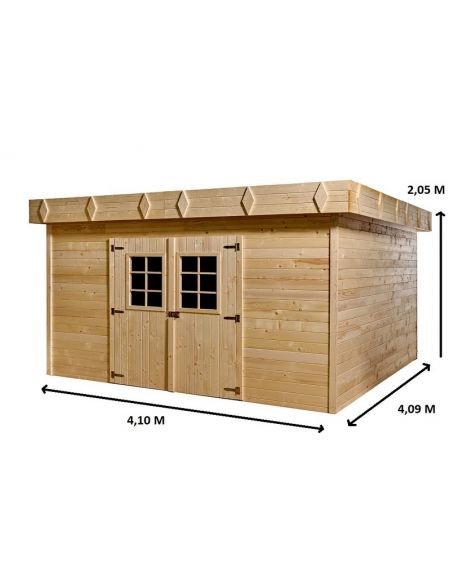 HABRITA - Abri en bois massif toit plat bac acier - 13.46 m² - Montage à domicile inclus