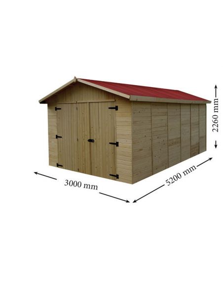 HABRITA - Garage Eden en bois double pente 16 mm - 13.20 m²