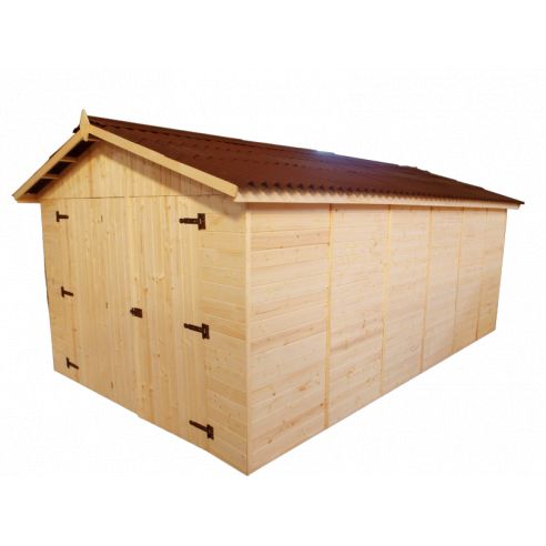 HABRITA - Garage Eden en bois double pente 16 mm - 13.20 m²