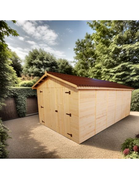 HABRITA - Garage Eden en bois double pente 16 mm - 13.20 m²