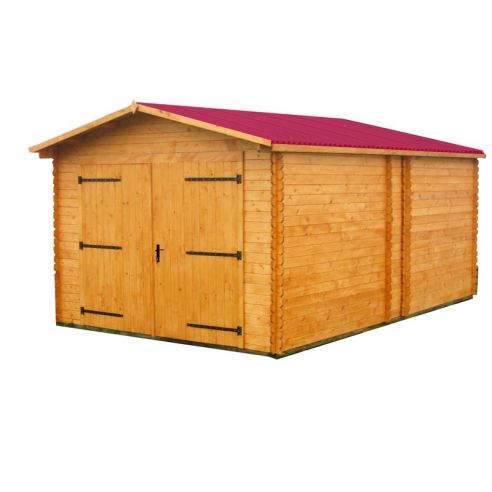 HABRITA - Garage Dorna en bois double pente madriers 28 mm - 17.16 m²