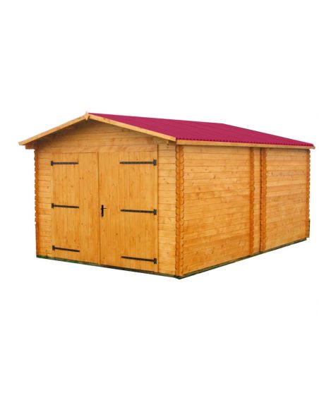 HABRITA - Garage Dorna en bois double pente madriers 28 mm - 17.16 m²