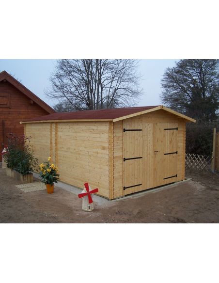 HABRITA - Garage Dorna en bois double pente madriers 28 mm - 17.16 m²