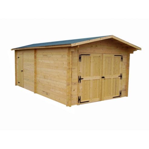 HABRITA - Garage Vectura en bois massif double pente madriers 42 mm - 18.97 m²