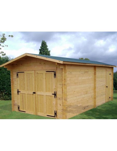 HABRITA - Garage Vectura en bois massif double pente madriers 42 mm - 18.97 m²