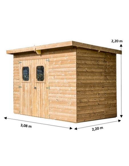 HABRITA - Abri de jardin Theora mono pente + tôle acier bois THT - 4.70 m²