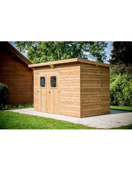 HABRITA - Abri de jardin Theora mono pente + tôle acier bois THT - 4.70 m²