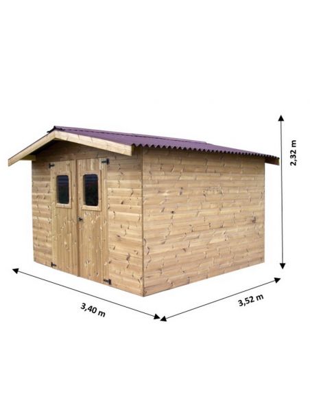 HABRITA - Abri Thermabri double pente bois THT - 8.76 m²