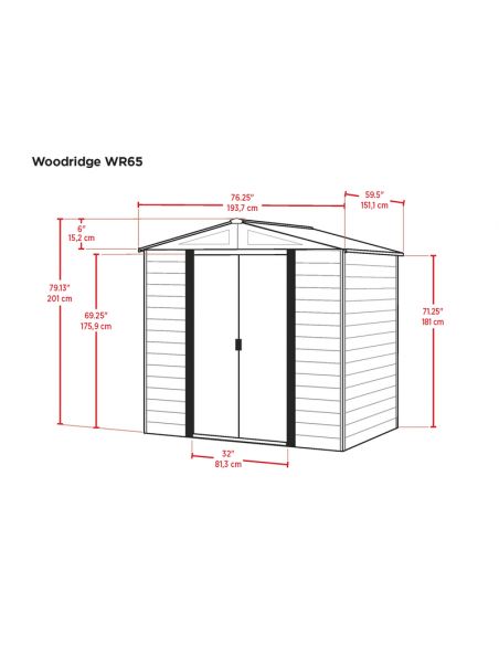 SHELTER LOGIC - Abri de jardin métal Arrow Woodridge toit 2 pentes - 2.50 m²