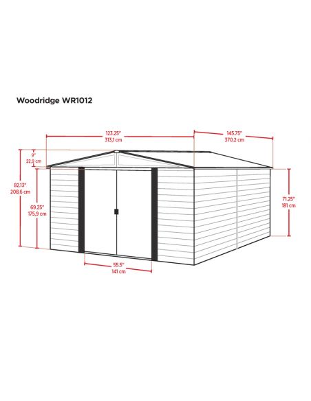 SHELTER LOGIC - Abri de jardin métal Arrow Woodridge toit 2 pentes - 10.70 m²