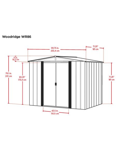 SHELTER LOGIC - Abri de jardin métal Arrow Woodridge toit 2 pentes - 4 m²