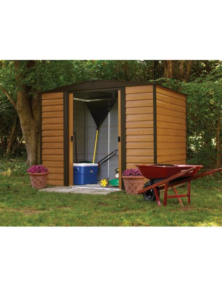 SHELTER LOGIC - Abri de jardin métal Arrow Woodridge toit 2 pentes - 4 m²