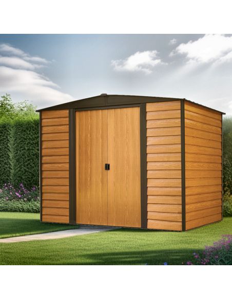 SHELTER LOGIC - Abri de jardin métal Arrow Woodridge toit 2 pentes - 4 m²