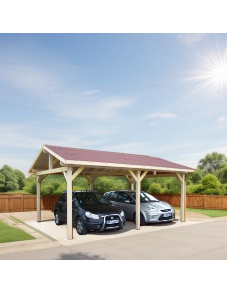 HABRITA - Carport double pente avec couverture bardeau - 22.85 m²