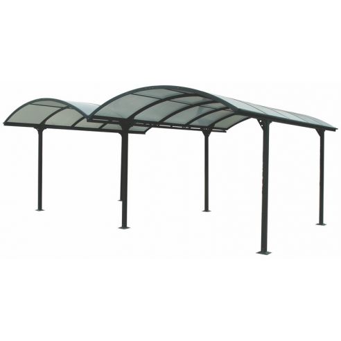 HABRITA - Carport double aluminium + toit polycarbonate - 28.62 m²