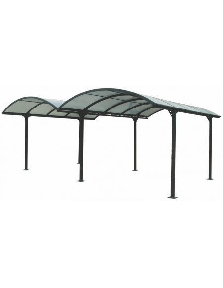 HABRITA - Carport double aluminium + toit polycarbonate - 28.62 m²