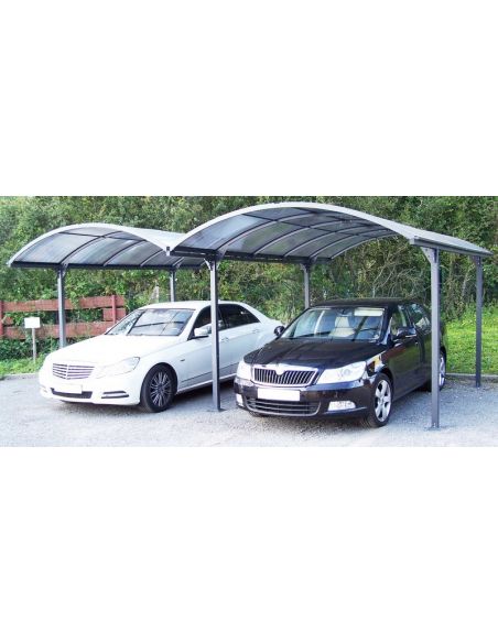 HABRITA - Carport double aluminium + toit polycarbonate - 28.62 m²