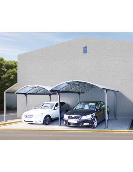 HABRITA - Carport double aluminium + toit polycarbonate - 28.62 m²