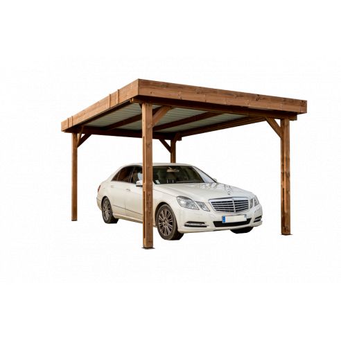 HABRITA - Carport en bois THT avec toit plat - 17.54 m² 