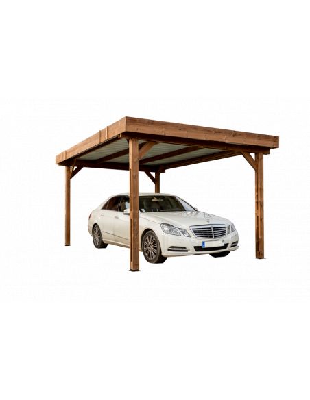 HABRITA - Carport en bois THT avec toit plat - 17.54 m² 