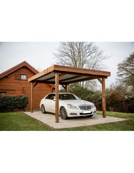 HABRITA - Carport en bois THT avec toit plat - 17.54 m² 