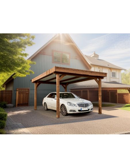 HABRITA - Carport en bois THT avec toit plat - 17.54 m² 