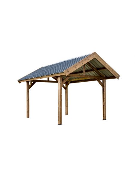  HABRITA - Carport Thurac en bois THT toit bac acier - 17.89 m²