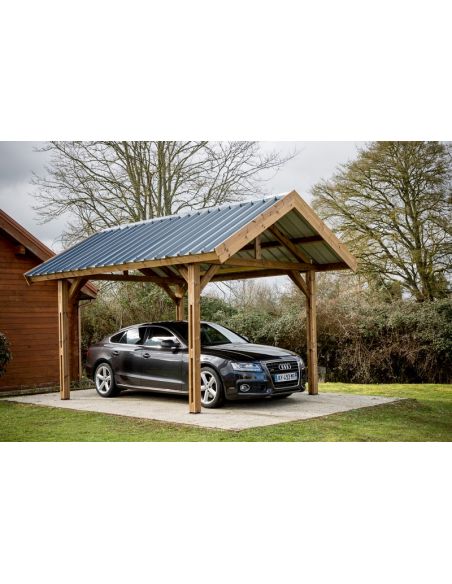  HABRITA - Carport Thurac en bois THT toit bac acier - 17.89 m²