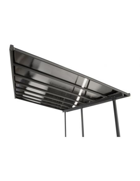 HABRITA - Pergola adossée aluminium toit polycarbonate + rideau sous toit - 15.38 m² 