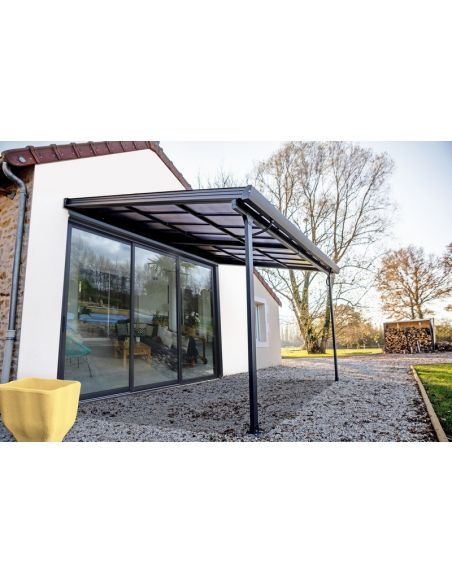 HABRITA - Pergola adossée aluminium toit polycarbonate amovible - 12.04 m²