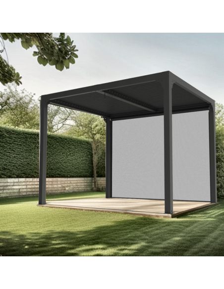 HABRITA - Pergola bioclimatique aluminium + Store - 7.20 m² - Montage à domicile inclus 