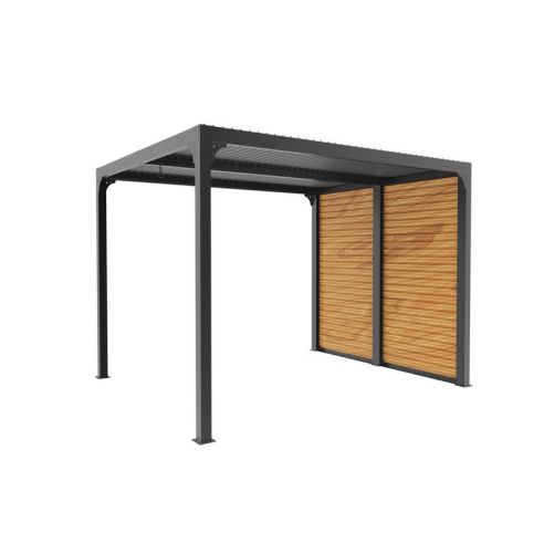 HABRITA - Pergola bioclimatique aluminium + Panneau latéral - 7.20 m²