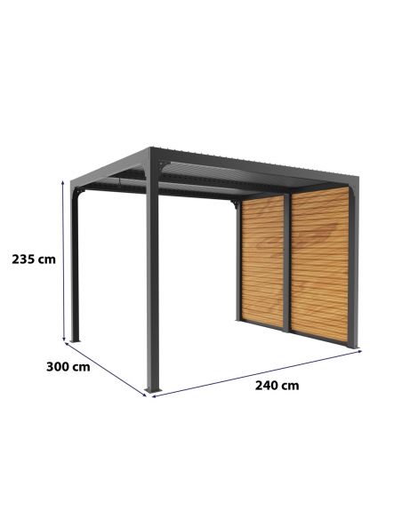 HABRITA - Pergola bioclimatique aluminium + Panneau latéral - 7.20 m²