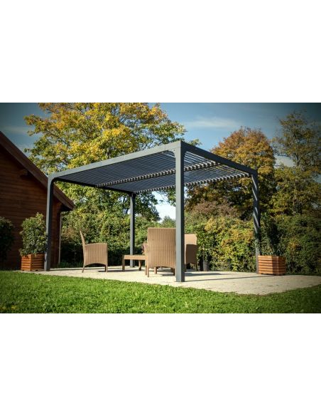 HABRITA - Pergola bioclimatique aluminium - 10.80 m² - Montage à domicile inclus