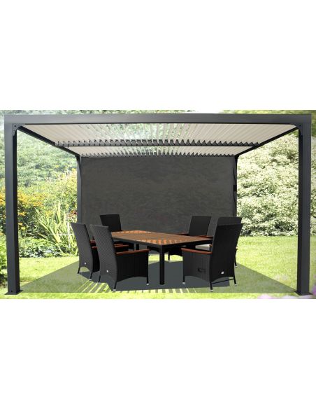 HABRITA - Pergola bioclimatique + Rideau latéral 3.60 m - 10.80 m²