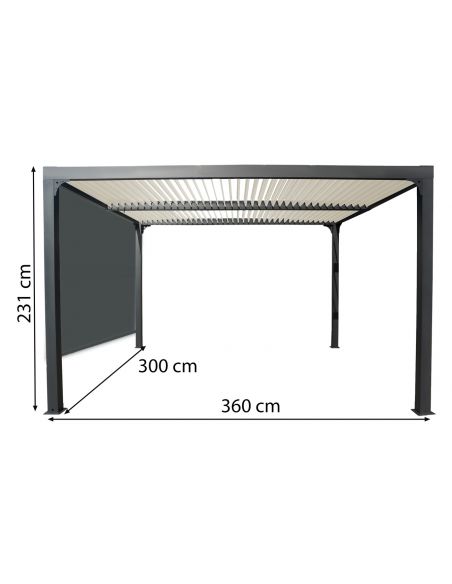 HABRITA - Pergola bioclimatique + Rideaux - 10.80 m²