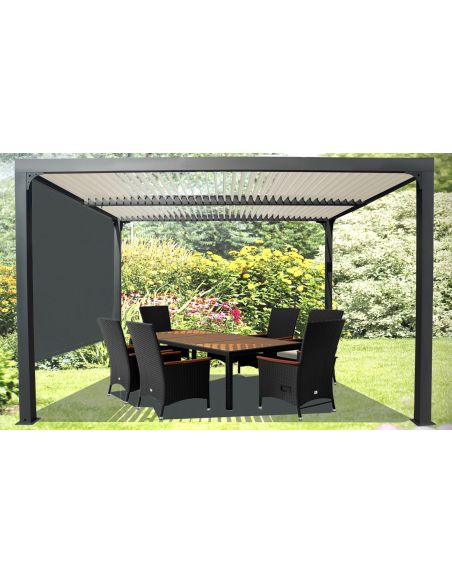 HABRITA - Pergola bioclimatique + Rideaux - 10.80 m²