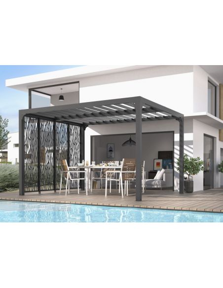 HABRITA - Pergola bioclimatique + moucharabieh côté 3 m- 10.80 m²