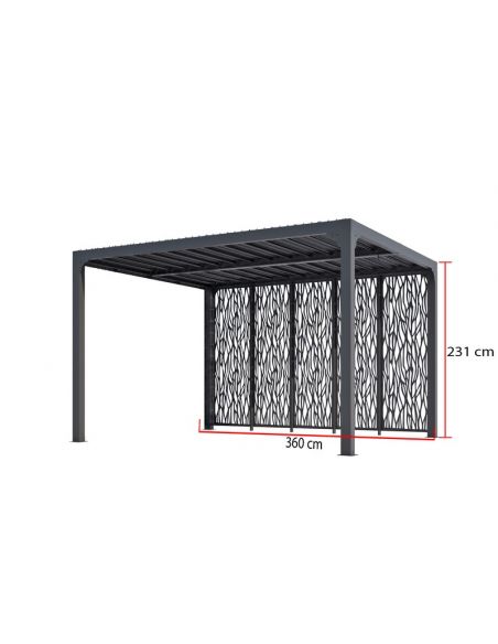 HABRITA - Pergola bioclimatique + moucharabieh côté 3.60 m- 10.80 m²