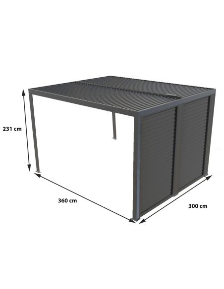 HABRITA - Pergola bioclimatique + ventelles côté 3 m- 10.80 m²