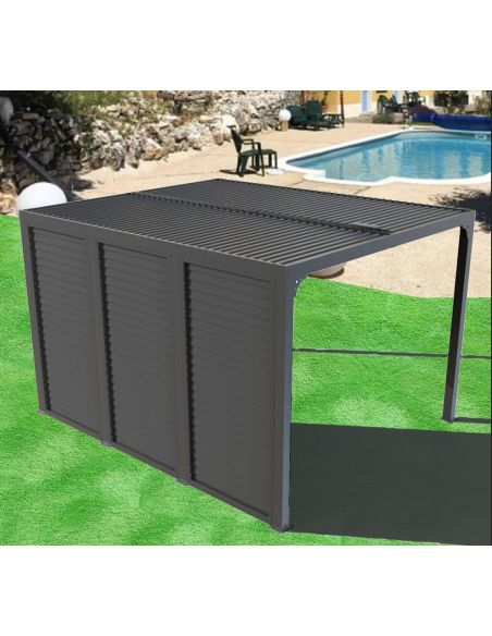 HABRITA - Pergola bioclimatique + ventelles côté 3.60 m - 10.80 m²