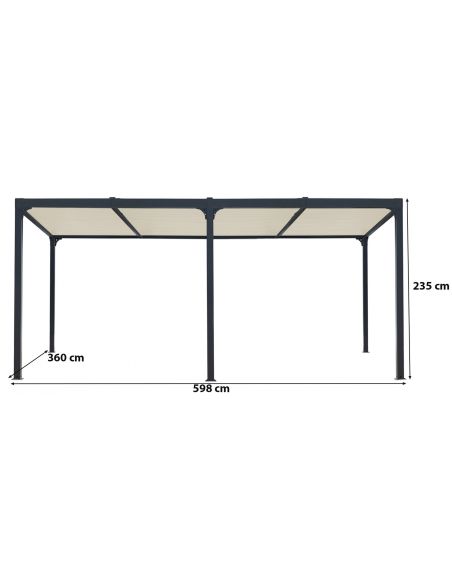 HABRITA - Pergola bioclimatique XXL lames toit écru - 21.52 m²