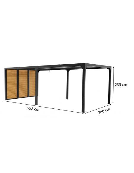 HABRITA - Pergola bioclimatique XXL + ventelles couleur bois - 21.52 m²