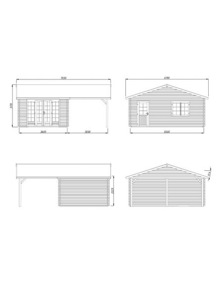 PALMAKO - Abri de jardin Irene 19 + 16.2 m² avec plancher - 44 mm