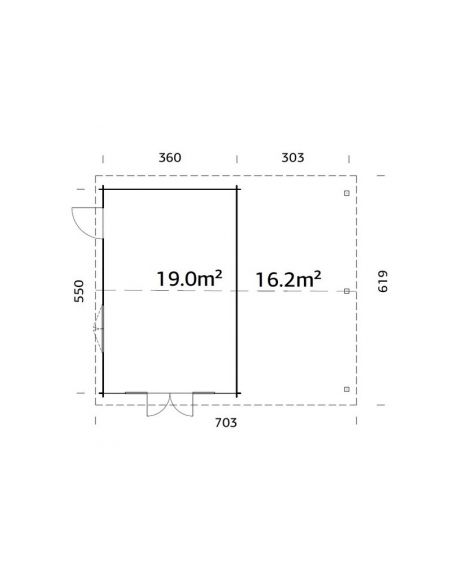 PALMAKO - Abri de jardin Irene 19 + 16.2 m² avec plancher - 44 mm