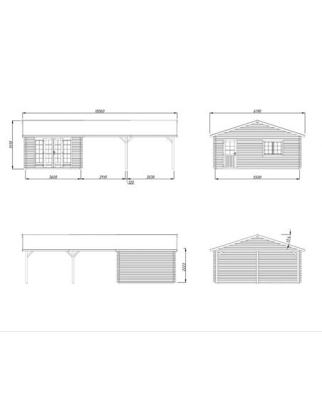 PALMAKO - Abri de jardin Irene 19 + 33.2 m² avec plancher - 44 mm